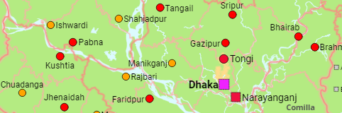 Bangladesch Bezirke und Städte