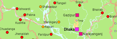 Bangladesch Divisionen und Siedlungen