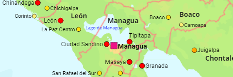 Nicaragua Departamentos und Städte