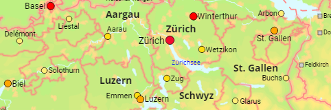 Switzerland Cantons and Cities